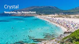  Presentation with beach - Theme featuring beautiful-sandy-beach-of-cala background and a teal colored foreground