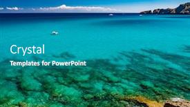  Presentation with beach - Beautiful slides featuring beautiful-sandy-beach-of-cala backdrop and a teal colored foreground