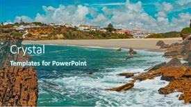  Presentation with europe - PPT layouts having beautiful-sandy-beach-on-summer background and a ocean colored foreground