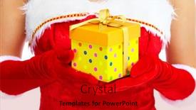  Presentation with girl christmas - Colorful PPT theme enhanced with beautiful santa helper christmas girl with gift isolated on white background backdrop and a crimson colored foreground
