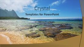  Presentation with kauai hawaii - Slide set featuring beautiful scene in tunnels beach background and a light blue colored foreground
