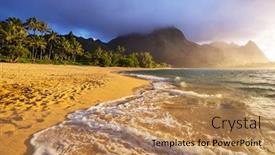  Presentation with kauai hawaii - PPT theme consisting of beautiful scene in tunnels beach on the island of kauai hawaii usa background and a coral colored foreground