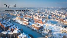 Presentation with winter river - Audience pleasing presentation consisting of beautiful-scenery-of-gdansk-over backdrop and a light blue colored foreground
