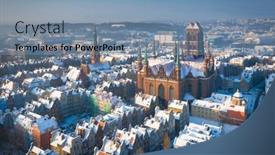  Presentation with winter river - Audience pleasing PPT theme consisting of beautiful-scenery-of-gdansk-over backdrop and a seafoam green colored foreground