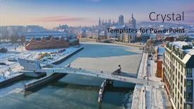  Presentation with winter river - Theme consisting of beautiful-scenery-of-gdansk-over background and a teal colored foreground