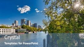  Presentation with scenery - Theme enhanced with beautiful-scenery-of-paris background and a ocean colored foreground