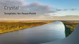  Presentation with river flowing - Theme with beautiful-scenery-of-the-vistula background and a light blue colored foreground