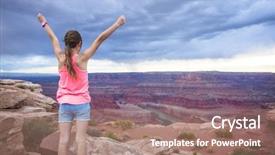  Presentation with overlook - PPT theme featuring beautiful scenic overlook of dead background and a coral colored foreground