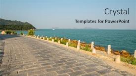  Presentation with deep sea - Colorful PPT theme enhanced with beautiful-scenic-road-beside-deep backdrop and a light blue colored foreground