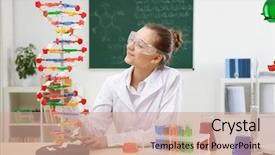  Presentation with chemistry dna molecules on abstract - Amazing presentation having beautiful school girl studying dna backdrop and a coral colored foreground