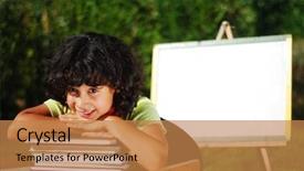  Presentation with school - PPT theme featuring beautiful school girl with nice background and a  colored foreground