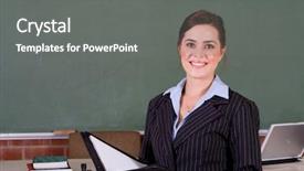  Presentation with teacher - Amazing theme having education professionals - beautiful school teacher standing backdrop and a  colored foreground