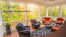  Presentation with fall - Slide set consisting of beautiful screened in porch during the fall background and a coral colored foreground