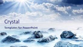  Presentation with sea sun - Slides enhanced with beautiful sea and clouds sky with sun background and a sky blue colored foreground