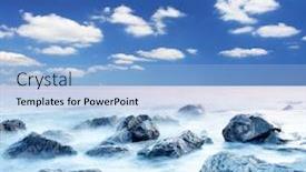  Presentation with sea sun - Presentation theme having beautiful sea and clouds sky with sun background and a light blue colored foreground