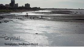  Presentation with coast - Presentation theme with beautiful-sea-and-sunset-coast background and a light gray colored foreground