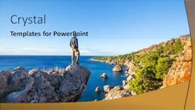  Presentation with beautiful landscapes - Cool new PPT theme with beautiful-sea-coast-in-turkey backdrop and a light blue colored foreground