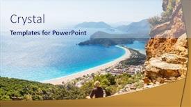  Presentation with turkey - PPT theme featuring beautiful-sea-coast-in-turkey background and a sky blue colored foreground