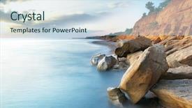  Presentation with beautiful nature - PPT layouts consisting of beautiful sea landscape composition background and a sky blue colored foreground