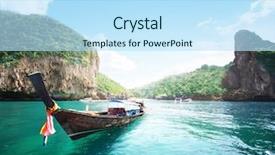  Presentation with ship boat and sea - PPT layouts with beautiful sea phi phi island background and a sky blue colored foreground