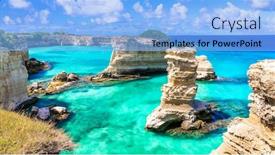  Presentation with scenery - Presentation theme enhanced with beautiful-sea-scenery-in-puglia background and a light blue colored foreground