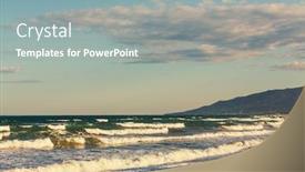  Presentation with sea shore - Colorful presentation design enhanced with beautiful-sea-shore-in-cyprus backdrop and a gray colored foreground