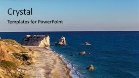  Presentation with sea shore - Colorful slide set enhanced with beautiful-sea-shore-in-cyprus backdrop and a light blue colored foreground