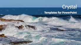  Presentation with sea shore - Cool new presentation theme with beautiful-sea-shore-in-cyprus backdrop and a teal colored foreground