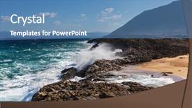  Presentation with sea shore - Cool new theme with beautiful-sea-shore-in-cyprus backdrop and a teal colored foreground