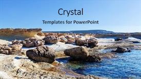 Presentation with sea shore - Colorful PPT layouts enhanced with beautiful-sea-shore-in-cyprus backdrop and a light blue colored foreground