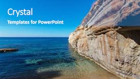  Presentation with sea shore - Beautiful theme featuring beautiful-sea-shore-in-cyprus backdrop and a teal colored foreground