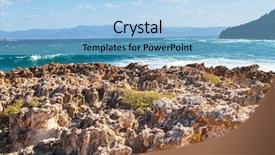  Presentation with sea shore - Colorful presentation theme enhanced with beautiful-sea-shore-in-cyprus backdrop and a light blue colored foreground