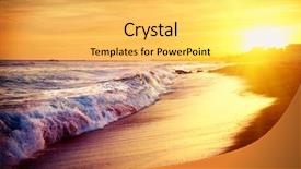  Presentation with sunset coast of the sea - PPT theme having beautiful sea sunset beach mediterranean background and a yellow colored foreground