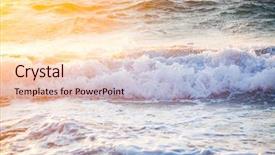  Presentation with sunset beach - Colorful presentation design enhanced with beautiful sea waves at sunset backdrop and a lemonade colored foreground