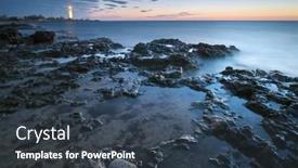  Presentation with calm sea - Audience pleasing presentation theme consisting of beautiful-seascape-calm-sea backdrop and a tawny brown colored foreground