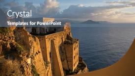  Presentation with volcano - Theme enhanced with beautiful-seascape-from-the-island background and a seafoam green colored foreground