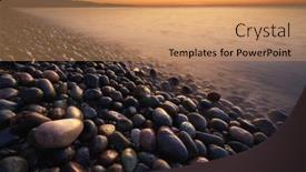  Presentation with sea shore - PPT theme consisting of beautiful-seascape-nature-composition-round background and a coral colored foreground