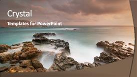  Presentation with art seascape nature sea - PPT layouts enhanced with beautiful seascape sea and rock background and a coral colored foreground