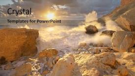  Presentation with storm - Colorful PPT layouts enhanced with beautiful seascape sea waves backdrop and a coral colored foreground