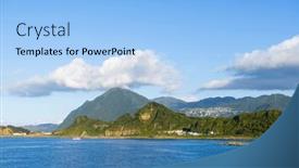  Presentation with mountain view - PPT layouts enhanced with beautiful-seaside-in-keelung background and a light blue colored foreground