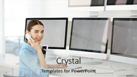  Presentation with surveillance - Audience pleasing presentation theme consisting of beautiful security guard in surveillance room backdrop and a light gray colored foreground