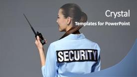 Presentation with security guard - PPT theme enhanced with warden - beautiful security guard on grey background and a gray colored foreground