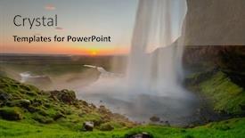  Presentation with iceland - PPT theme consisting of beautiful-seljalandsfoss-waterfall-in-iceland background and a mint green colored foreground