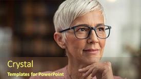  Presentation with contemplating - Presentation design consisting of beautiful-senior-business-woman-thinking background and a tawny brown colored foreground