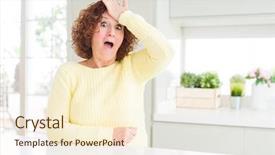  Presentation with yellow - Presentation theme with beautiful senior woman wearing yellow background and a  colored foreground