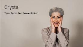  Presentation with makeup - Presentation design consisting of beautiful-senior-woman-with-makeup background and a  colored foreground