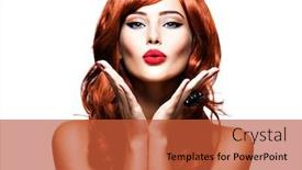  Presentation with kiss - Beautiful PPT layouts featuring beautiful sensual woman sends air kiss love romantic backdrop and a red colored foreground