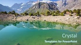  Presentation with serene - Amazing slide set having beautiful-serene-lake-in-fanns backdrop and a ocean colored foreground