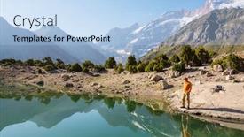  Presentation with serene - Slide deck consisting of beautiful-serene-lake-in-fanns background and a light blue colored foreground