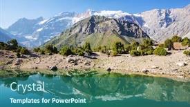  Presentation with serene - PPT theme having beautiful-serene-lake-in-fanns background and a ocean colored foreground